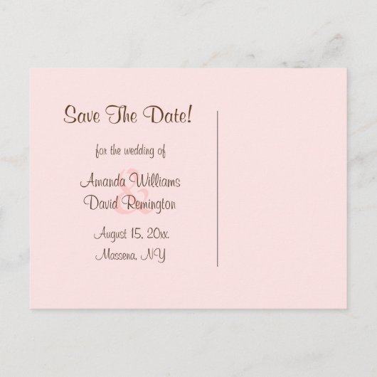 Filigree Butterfly日付ポストカードを茶色で保存 案内ポストカード (裏面)