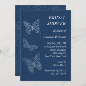 Filigree Buttraflyブライダルシャワー(ティール（緑がかった色）) 招待状 (正面/裏面)