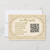 Filigree Fleur QR Code Wedding RSVP Card (正面)