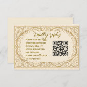 Filigree Fleur QR Code Wedding RSVP Card (正面/裏面)