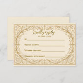 Filigree Fleur Wedding RSVP Card (正面/裏面)