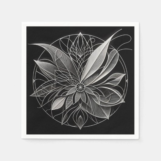 Filigree Floral Mandala スタンダードカクテルナプキン (正面)