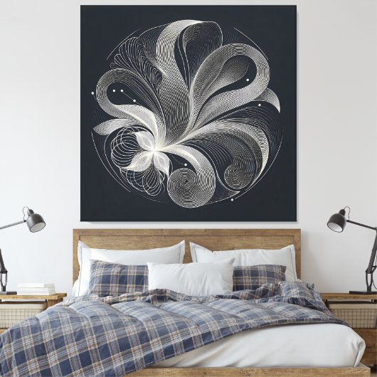 Filigree Flow Circle キャンバスプリント (インサイチュ (寝室))