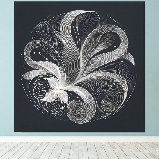Filigree Flow Circle キャンバスプリント (インサイチュ (ウッドフロア))