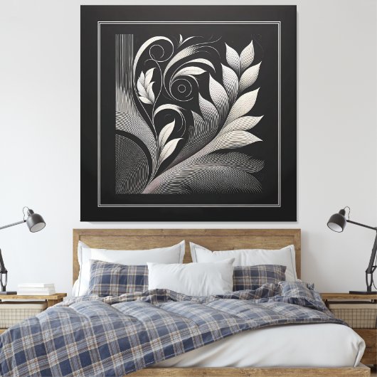 Filigree Leaf Frame キャンバスプリント (インサイチュ (寝室))