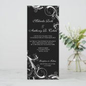 Filigree Swirl Black、白4 x 9.25結婚s 招待状 (スタンド正面)