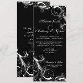 Filigree Swirl Black、白4 x 9.25結婚s 招待状 (正面/裏面)