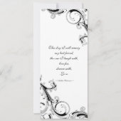 Filigree Swirl Black、白4 x 9.25結婚s 招待状 (裏面)