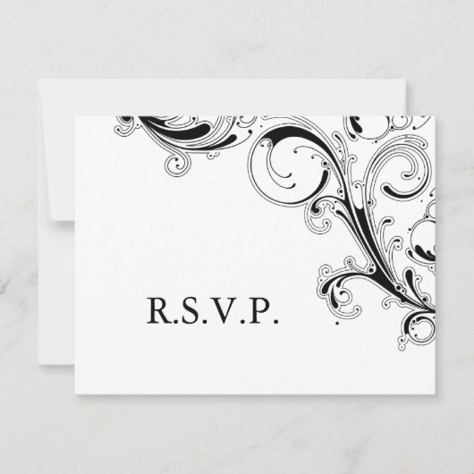 Filigree Swirl Black/White RSVP (正面)
