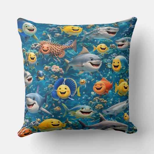 Filing sea creatures decorative クッション (裏面)