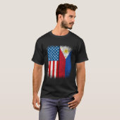 Filipino American Flag Half Philippines Usa Us Pin Tシャツ (正面フル)