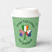 Filipino Irish USA Flags Shamrock Personalize Text 紙コップ (正面)