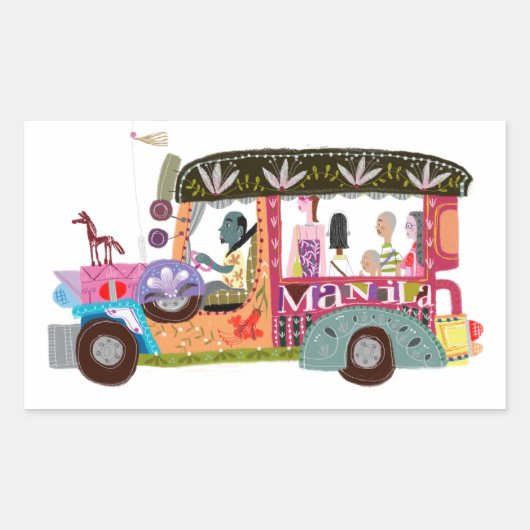 Filipino Jeepney Ride 長方形シール (正面)