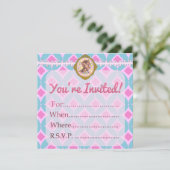 Fill-Inかわいいレトロ子猫カスタム空白の- 招待状 (スタンド正面)