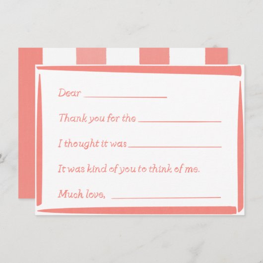 Fill-In-The-Blank "Handwritten" Thank You Notes ノートカード (正面/裏面)