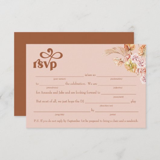 Fill-in-the-w/Song要空白の求RSVPエンクロージャ 招待状 (正面/裏面)