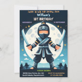Fill War Fight Boy Moon忍者戦士の最初の誕生日 招待状 (正面)