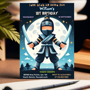 Fill War Fight Boy Moon忍者戦士の最初の誕生日 招待状