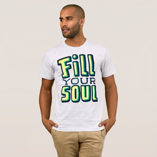 Fill Your Soul - モダンレトロ引用符 ヘザーグレー Tシャツ (正面フル)