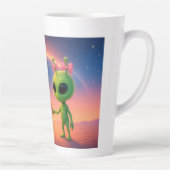 Fille cosmonaute et petite extraterrestre カフェラテマグ (右)