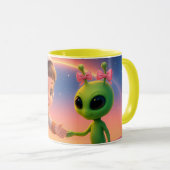 Fille cosmonaute et petite extraterrestre マグカップ (正面右)