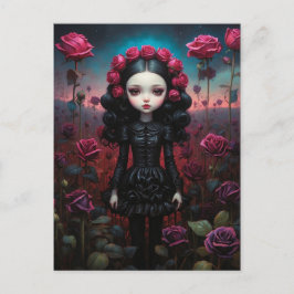 Fille dans un champs de roses ポストカード