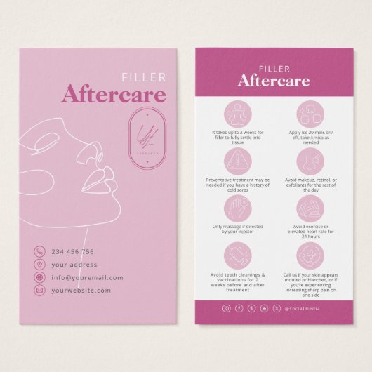 Filler Injections Aftercare Card Do Don't (正面&裏面)