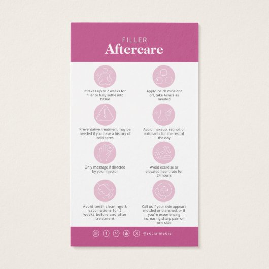 Filler Injections Aftercare Card Do Don't (裏面)