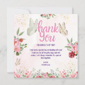 Filles Mignonnes Papillon Rose Violet Anniversaire サンキューカード (正面)