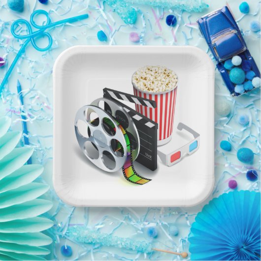 Film & Popcorn Party Plates ペーパープレート (パーティー)
