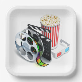 Film & Popcorn Party Plates ペーパープレート