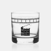Film Reel Movie Director Cameraman Clapboard ウイスキーグラス (裏面)