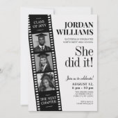 Film Strip Invite, Hollywood Custom Graduation 招待状 (正面)