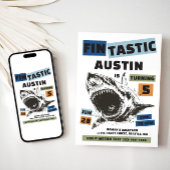 Fin-Tastic Shark Birthday Invitation 招待状