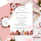 Fina Invitación Con Flores En Rosa De Quinceañera 招待状