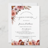 Fina Invitación de Quinceañera con Flores en Rosa 招待状 (正面)