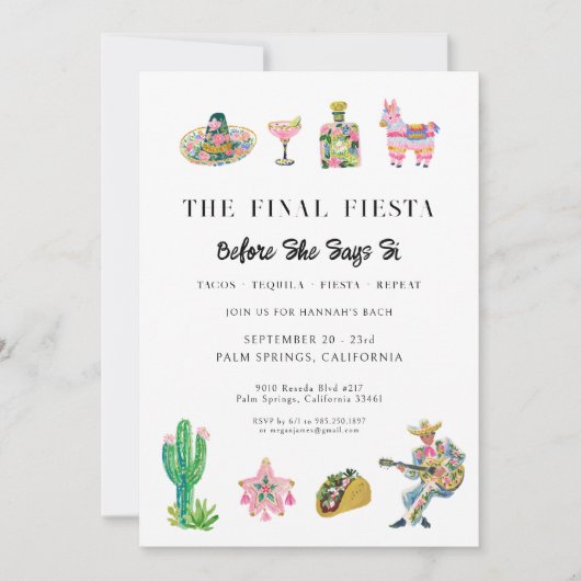 Final Fiesta Bachelorette Invitation 招待状 (正面)