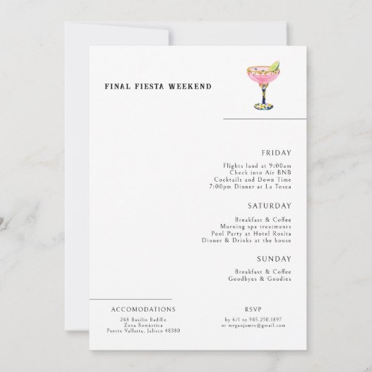 Final Fiesta Bachelorette Weekend Invitation 招待状 (裏面)