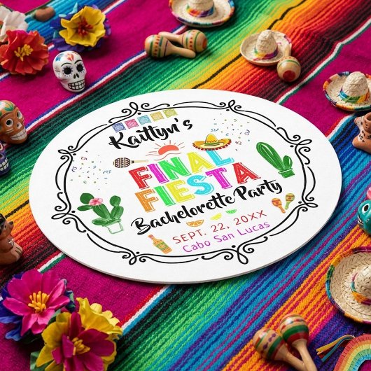 Final Fiesta Mexicana Bachelorette Party ラウンドペーパーコースター