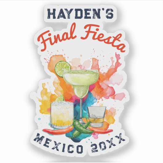 Final Fiesta Welcome Bag Mexico Bachelorette シール (正面)
