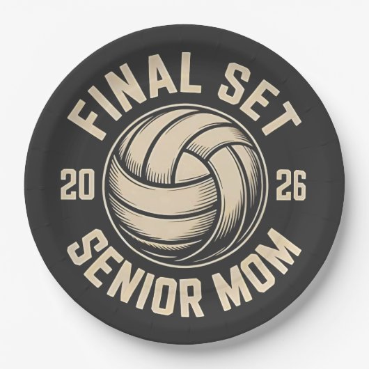 Final Set Senior Mom 2026 Graduation Volleyball  ペーパープレート (正面)