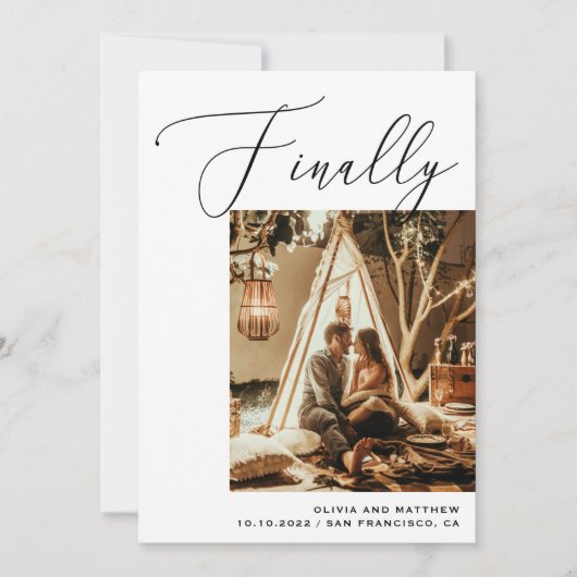 Finally エレガント Black and White Photo結婚's セーブザデート (正面)