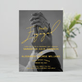 Finally 婚約した Script 2フォト婚約パーティ 箔招待状 (立ち正面)