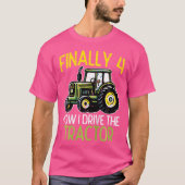 Finally 4 Now I Drive Tractor 4Th Birthday Farm Bo Tシャツ (正面)