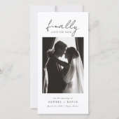 Finally | Black and White Bookmark Photo Wedding セーブザデート (正面)