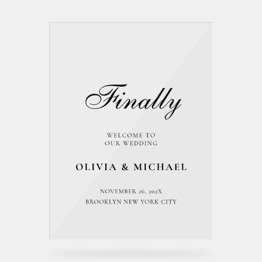 Finally Black Script 結婚's Welcome アクリルサイン (正面)