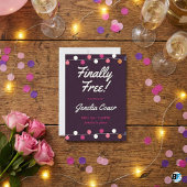 Finally Free String Lights Purple Divorce Party 招待状