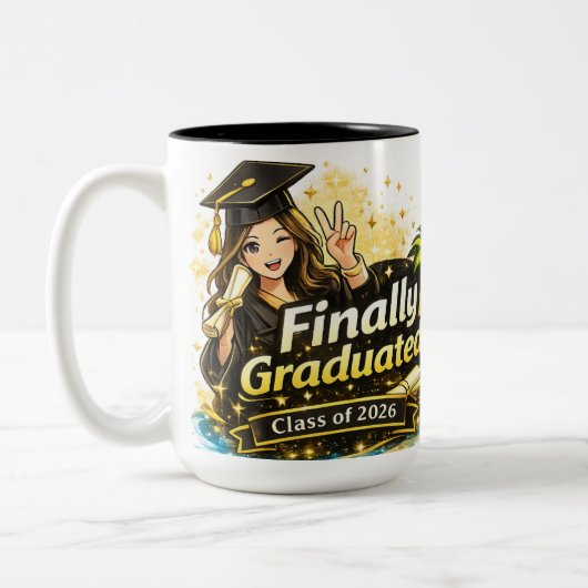 Finally Graduated Mug Class of 2026 Gift  ツートーンマグカップ (左)