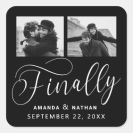 Finally Minimalist結婚の2枚の写真Save the Date スクエアシール