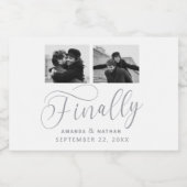 Finally Minimalist結婚の2枚の写真Save the Date スパークリングワインラベル (シングルラベル)